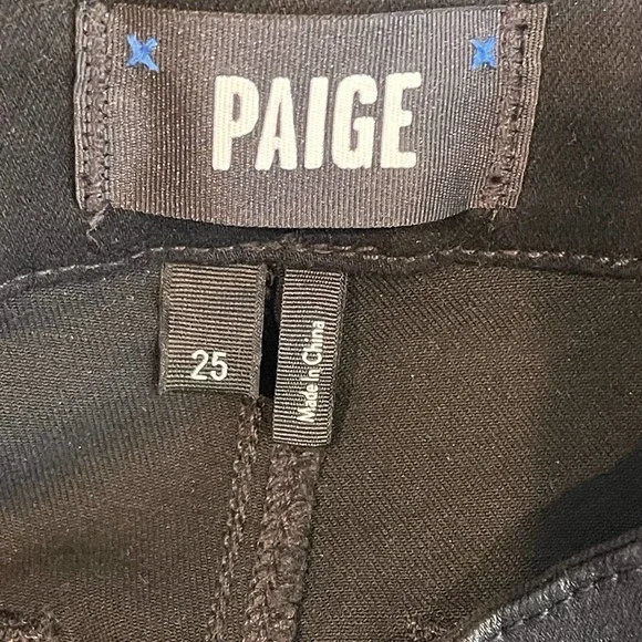 Paige Straight Ankle Mayslie Black Fog Luxe Coated Jeans Size 25 NWOT